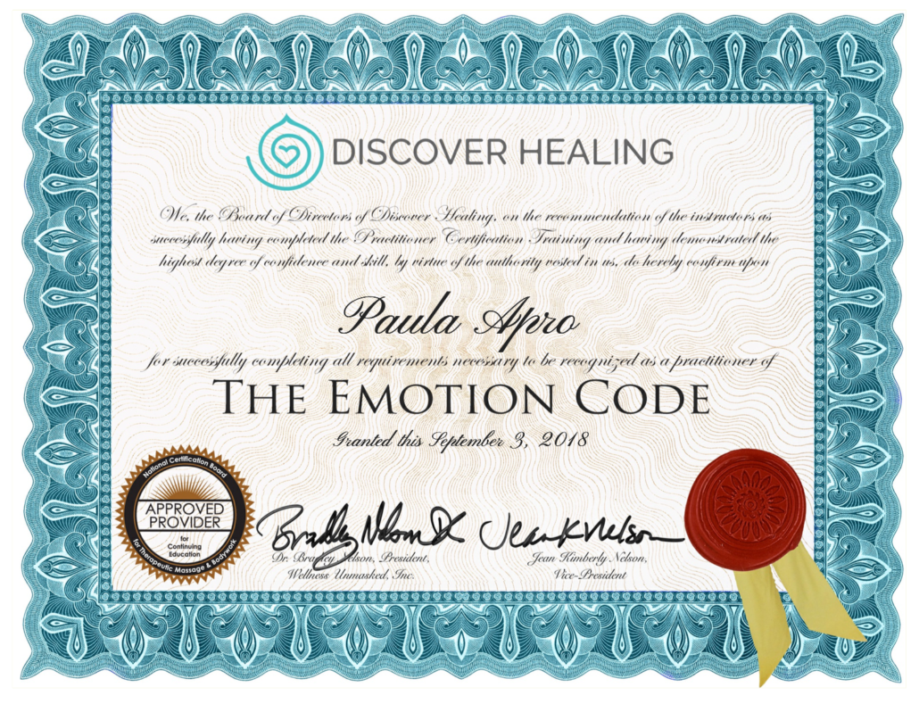 Fully Certified in Emotion Code – Mariposa Energy Medicine