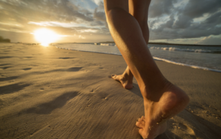 barefoot on beach